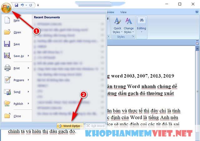 Cách xóa gạch chân đỏ trong Word 2007, 2010, 2013 miễn phí