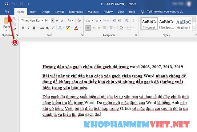 Cách xóa gạch chân đỏ trong Word 2016 và 2019