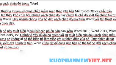 Dấu gạch đỏ dưới chân chữ trong Word