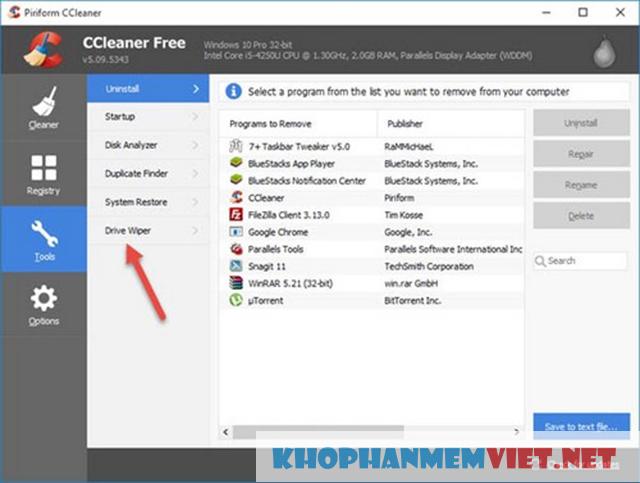 Tính năng của ccleaner