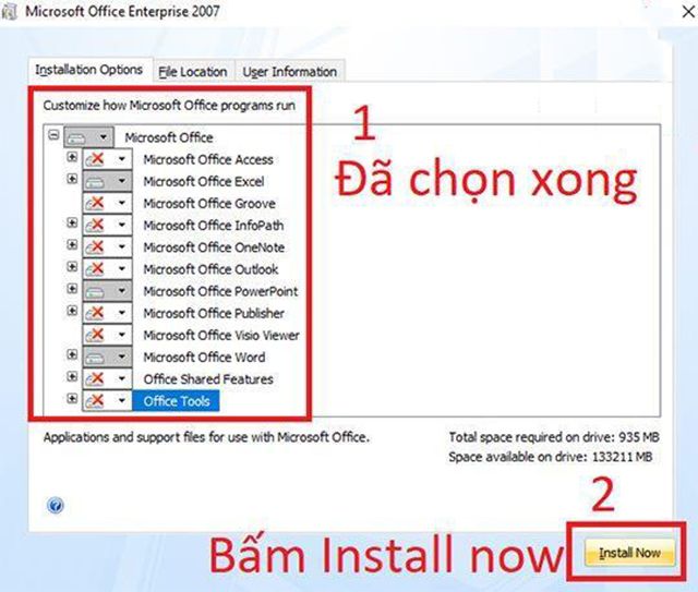 Hướng dẫn cài đặt office 2007