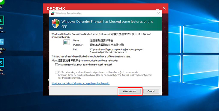 Nhấn Allow access để tiếp tục