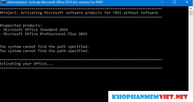 Hướng dẫn crack office 2019 bằng CMD