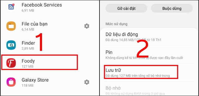 Xóa dữ liệu ứng dụng trờ chơi điện thoại android