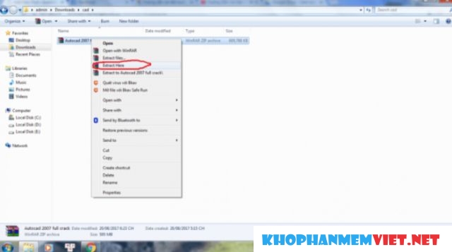 Bạn giải nén phần mềm autocad 2007