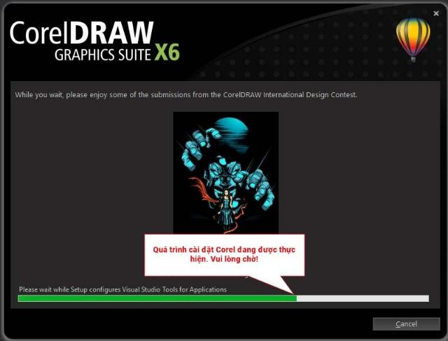 Quá trình cài đặt phần mềm đang diễn ra nên hãy chờ trong khoảng 10 phút