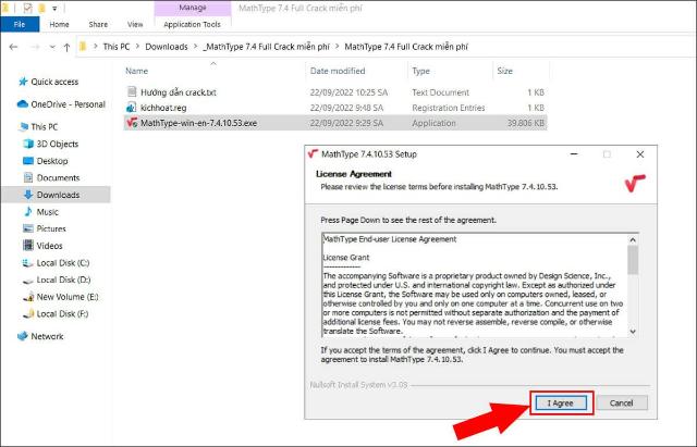 Nháy đúp chuột vào file MathType-win-en-7.4.10.53.exe