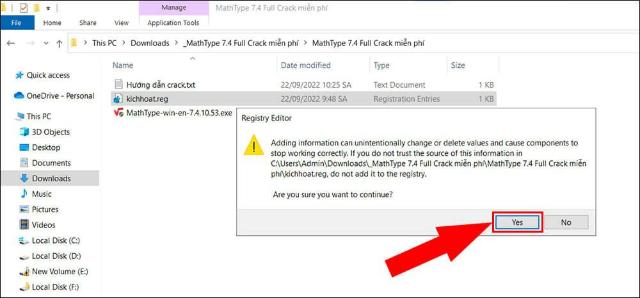 Sau đó nhấn chọn Yes để đồng ý tiếp tục