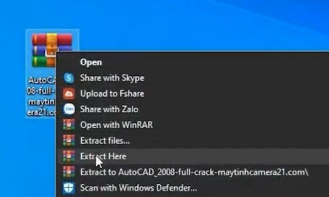 Giải nén file autocad 2008 vừa tải