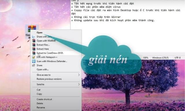 Giải nén file vừa cài đặt