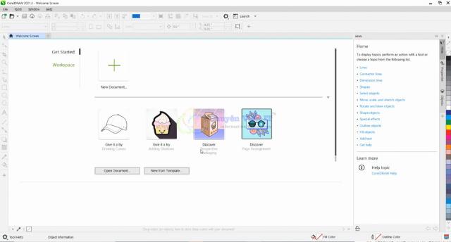 Màn hình làm việc của Coreldraw 2021