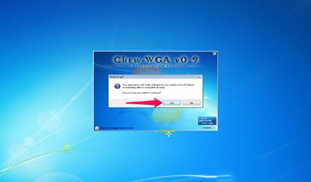 Kích hoạt Win 7 bằng phần mềm CHEW-WGA V0.9 